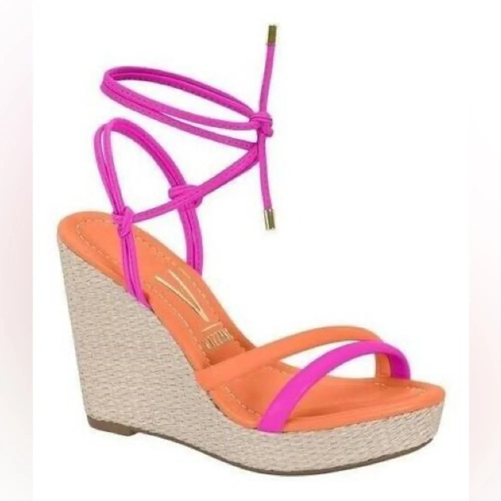 Vizzano Pink Orange Lace-Up Women’s Plataform Sandals - Picture 1 of 3